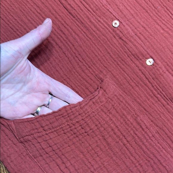 Eileen Fisher Terracotta Button-Up Dress - Picture 3 of 5